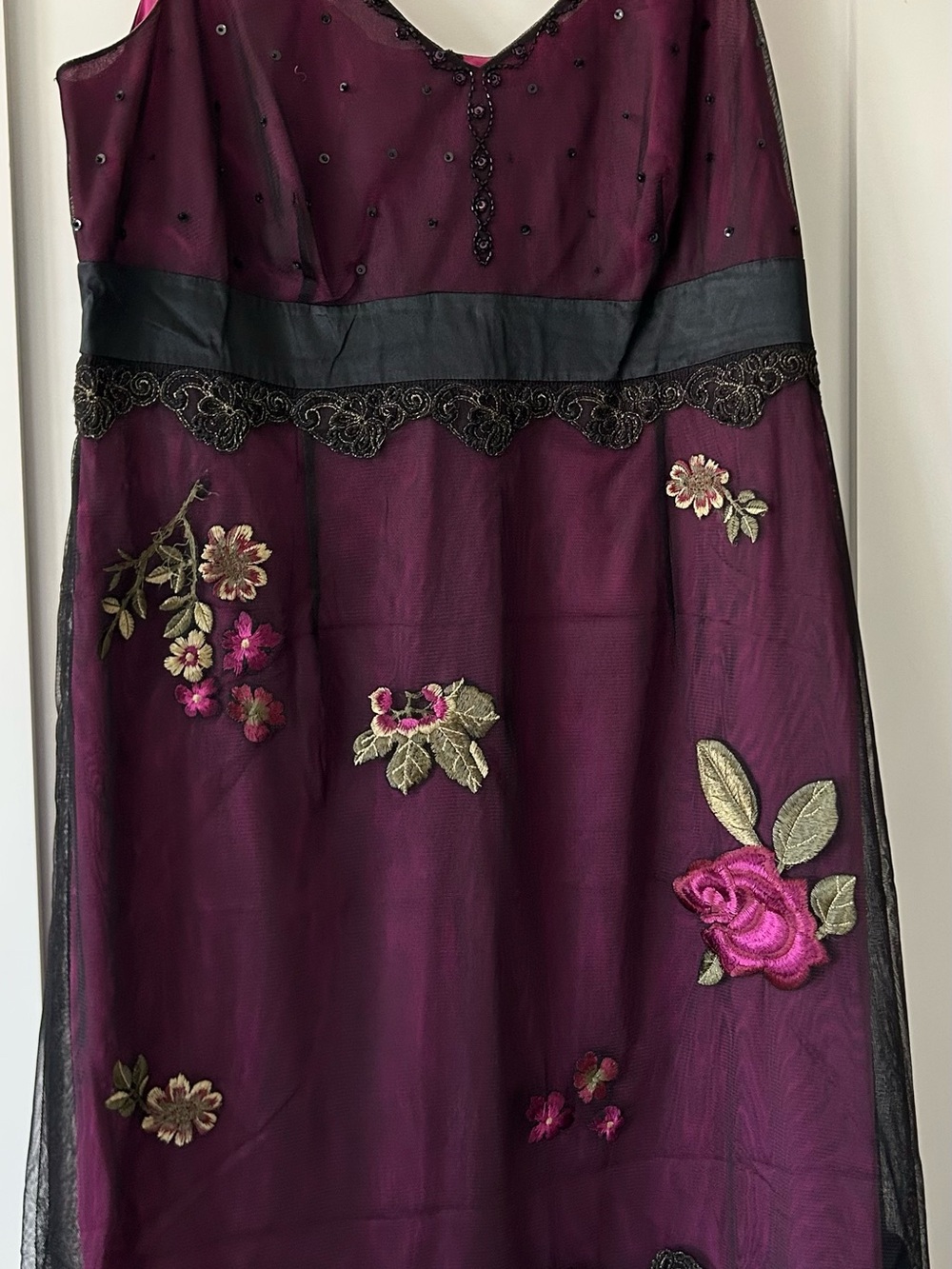 Adrianna Papell Plum Embroidered Floral Cocktail Dress